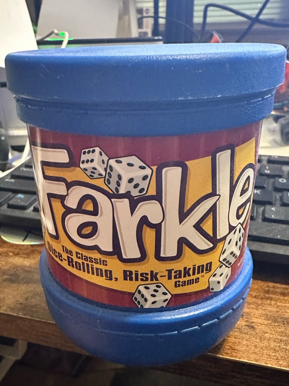 Farkle Dice Rolling Game Canister - Bright Blue